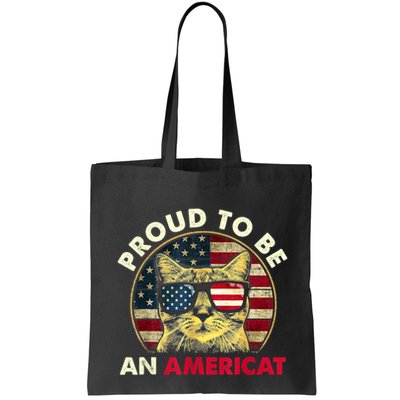 Proud To Be An Americat Funny Cat American Flag 4th Of July Bag