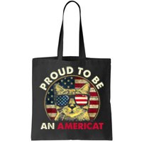 Proud To Be An Americat Funny Cat American Flag 4th Of July Tote Bag