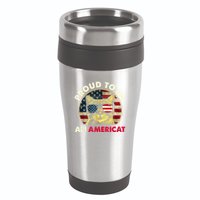 Proud To Be An Americat Funny Cat American Flag 4th Of July 16oz Travel Tumbler