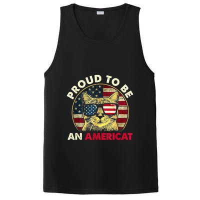 Proud To Be An Americat Funny Cat American Flag 4th Of July PosiCharge Competitor Tank