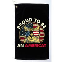 Proud To Be An Americat Funny Cat American Flag 4th Of July Golf Towel