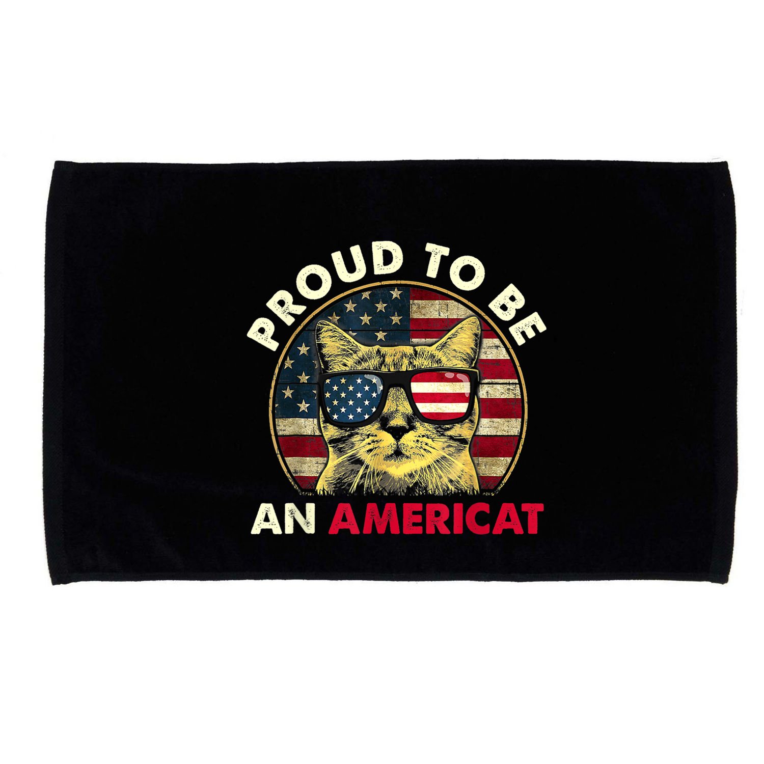 Proud To Be An Americat Funny Cat American Flag 4th Of July Microfiber Hand Towel