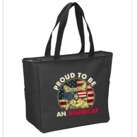 Proud To Be An Americat Funny Cat American Flag 4th Of July Zip Tote Bag