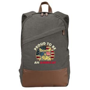 Proud To Be An Americat Funny Cat American Flag 4th Of July Cotton Canvas Backpack