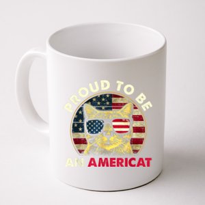 Proud To Be An Americat Funny Cat American Flag 4th Of July Coffee Mug