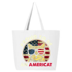 Proud To Be An Americat Funny Cat American Flag 4th Of July 25L Jumbo Tote