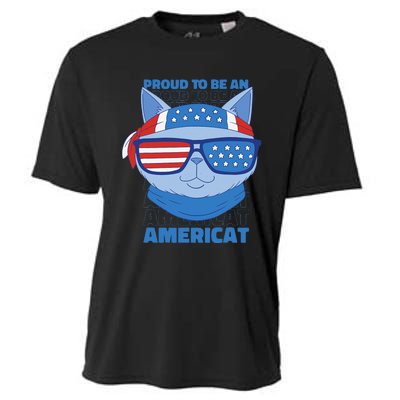 Proud To Be An Americat 4th Of July Americat US Flag Cooling Performance Crew T-Shirt