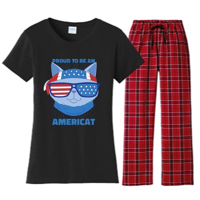 Proud To Be An Americat 4th Of July Americat US Flag Women's Flannel Pajama Set