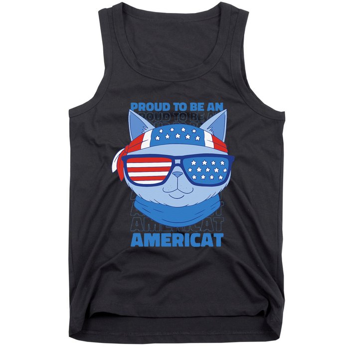 Proud To Be An Americat 4th Of July Americat US Flag Tank Top