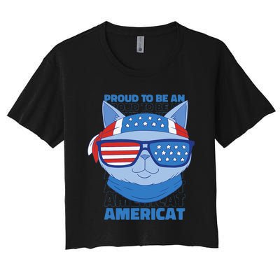 Proud To Be An Americat 4th Of July Americat US Flag Women's Crop Top Tee