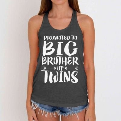 Promoted To Big Brother Of Twins Women's Knotted Racerback Tank