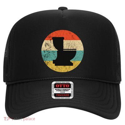 Plumber Toilet Bowl Pipefitter Plumbing Contractor Sunset High Crown Mesh Back Trucker Hat