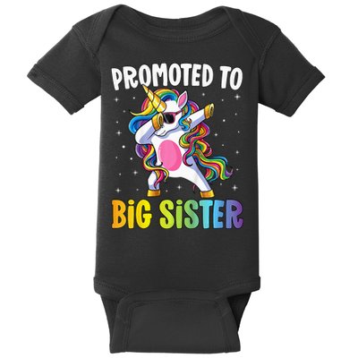 Promoted to Big Sister Dabbing Unicorn Older Sister Baby Bodysuit