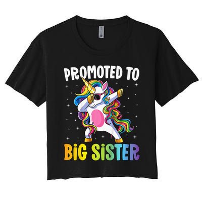 Promoted to Big Sister Dabbing Unicorn Older Sister Crop Top