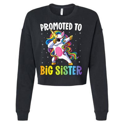 Promoted to Big Sister Dabbing Unicorn Older Sister Cropped Pullover Crew