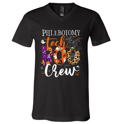 Phlebotomy Tech Boo Crew Ghost Halloween Technician Matching V-Neck T-Shirt