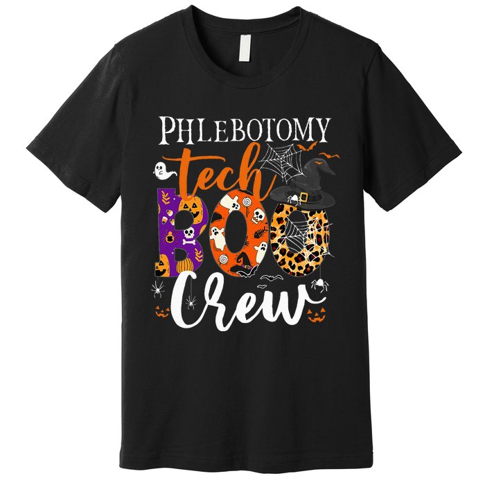 Phlebotomy Tech Boo Crew Ghost Halloween Technician Matching Premium T-Shirt