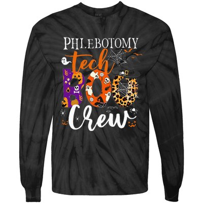 Phlebotomy Tech Boo Crew Ghost Halloween Technician Matching Tie-Dye Long Sleeve Shirt