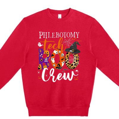 Phlebotomy Tech Boo Crew Ghost Halloween Technician Matching Premium Crewneck Sweatshirt