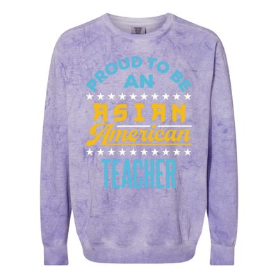 Proud To Be An Asian American Teacher Aapi Api Great Gift Colorblast Crewneck Sweatshirt