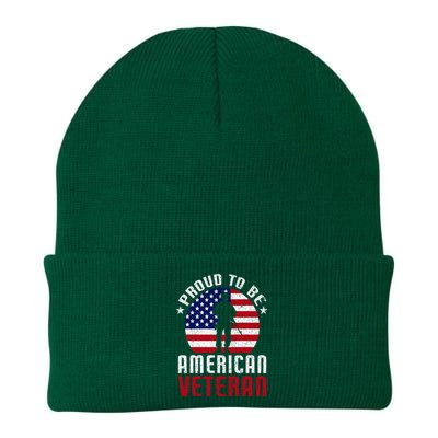 Proud To Be American Veteran USA Flag Proud American Veteran Knit Cap Winter Beanie