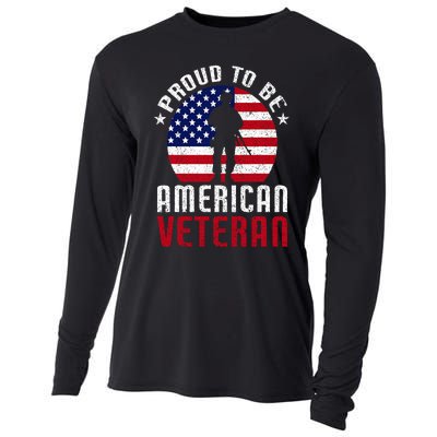 Proud To Be American Veteran USA Flag Proud American Veteran Cooling Performance Long Sleeve Crew