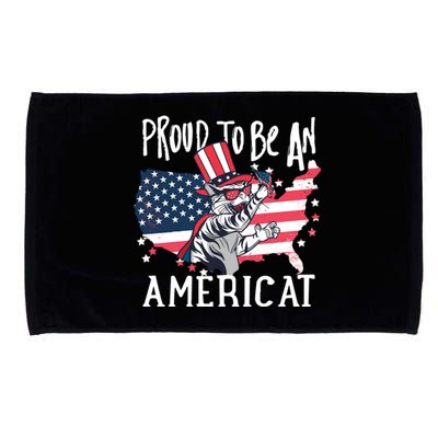 Proud To Be Americat Funny Cat American Illustration Gift Microfiber Hand Towel