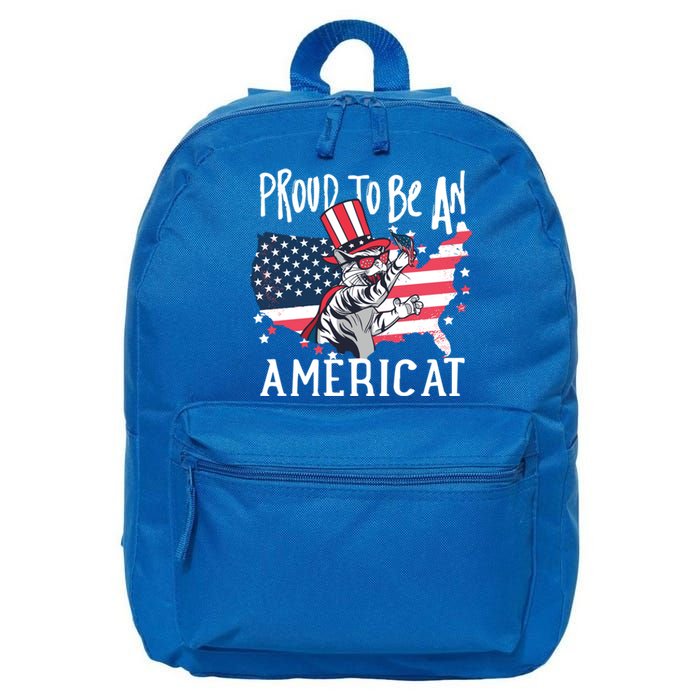 Proud To Be Americat Funny Cat American Illustration Gift 16 in Basic Backpack