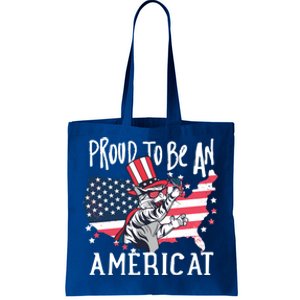 Proud To Be Americat Funny Cat American Illustration Gift Tote Bag