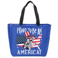 Proud To Be Americat Funny Cat American Illustration Gift Zip Tote Bag