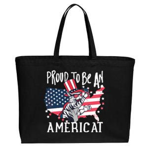 Proud To Be Americat Funny Cat American Illustration Gift Cotton Canvas Jumbo Tote