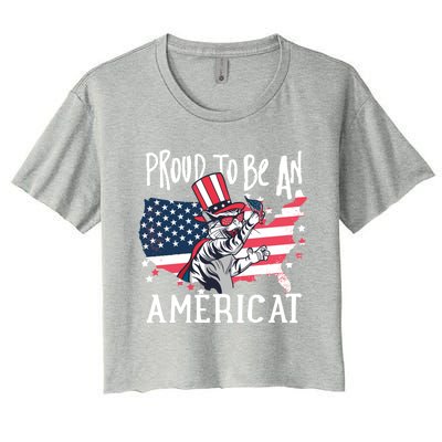 Proud To Be Americat Funny Cat American Illustration Gift Women's Crop Top Tee