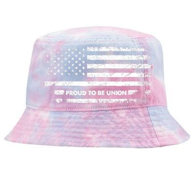 Proud To Be Union Labor Worker American Flag Tie-Dyed Bucket Hat