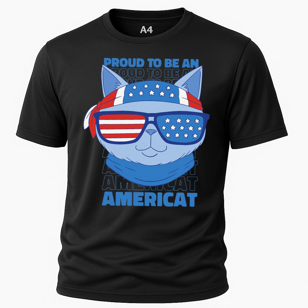 Proud To Be An Americat 4th Of July Americat US Flag Cooling Performance Crew T-Shirt