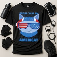 Proud To Be An Americat 4th Of July Americat US Flag Cooling Performance Crew T-Shirt
