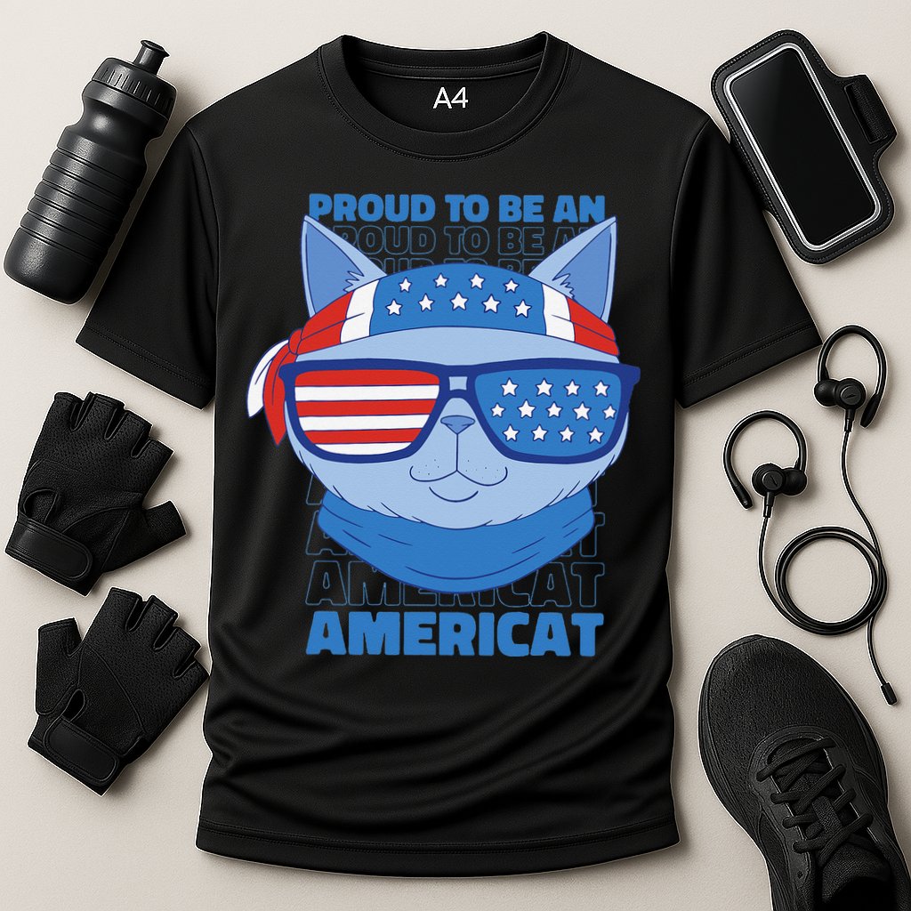 Proud To Be An Americat 4th Of July Americat US Flag Cooling Performance Crew T-Shirt