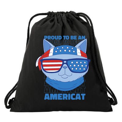 Proud To Be An Americat 4th Of July Americat US Flag Drawstring Bag
