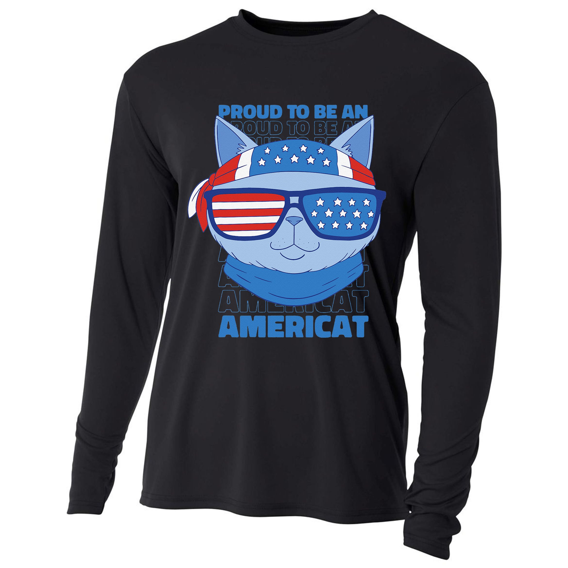 Proud To Be An Americat 4th Of July Americat US Flag Cooling Performance Long Sleeve Crew