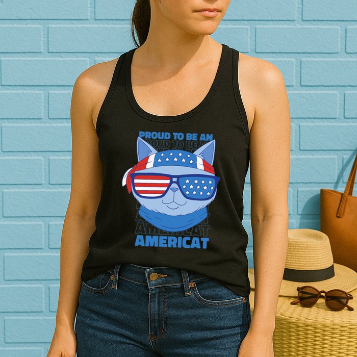 Proud To Be An Americat 4th Of July Americat US Flag Womens Tank Top