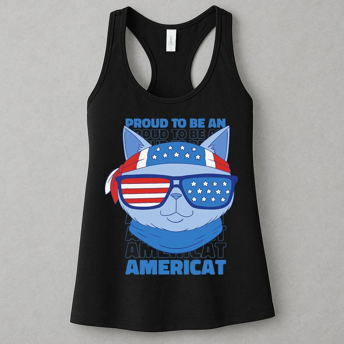 Proud To Be An Americat 4th Of July Americat US Flag Womens Tank Top