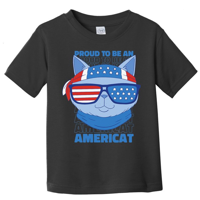 Proud To Be An Americat 4th Of July Americat US Flag Toddler T-Shirt