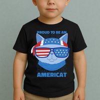 Proud To Be An Americat 4th Of July Americat US Flag Toddler T-Shirt
