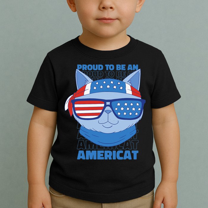 Proud To Be An Americat 4th Of July Americat US Flag Toddler T-Shirt