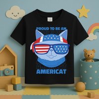 Proud To Be An Americat 4th Of July Americat US Flag Toddler T-Shirt