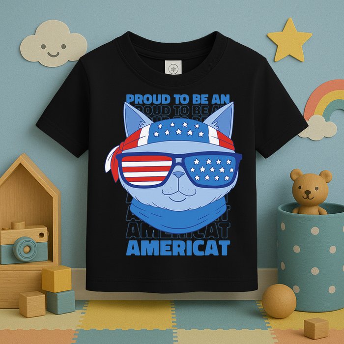Proud To Be An Americat 4th Of July Americat US Flag Toddler T-Shirt