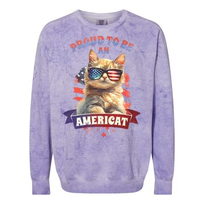 Proud To Be Americat Cute Cat Usa Colorblast Crewneck Sweatshirt