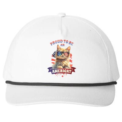 Proud To Be Americat Cute Cat Usa Snapback Five-Panel Rope Hat