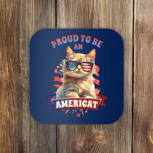 Proud To Be Americat Cute Cat Usa Coaster