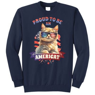 Proud To Be Americat Cute Cat Usa Tall Sweatshirt