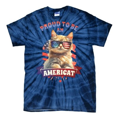 Proud To Be Americat Cute Cat Usa Tie-Dye T-Shirt